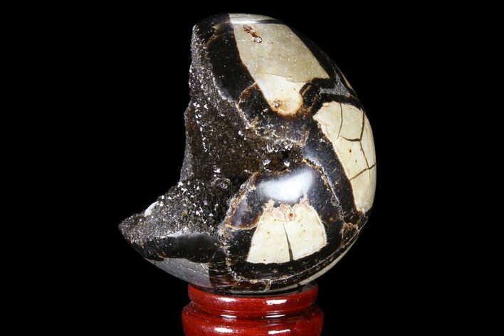 Septarian Dragon Egg Geode - Black Crystals #83179